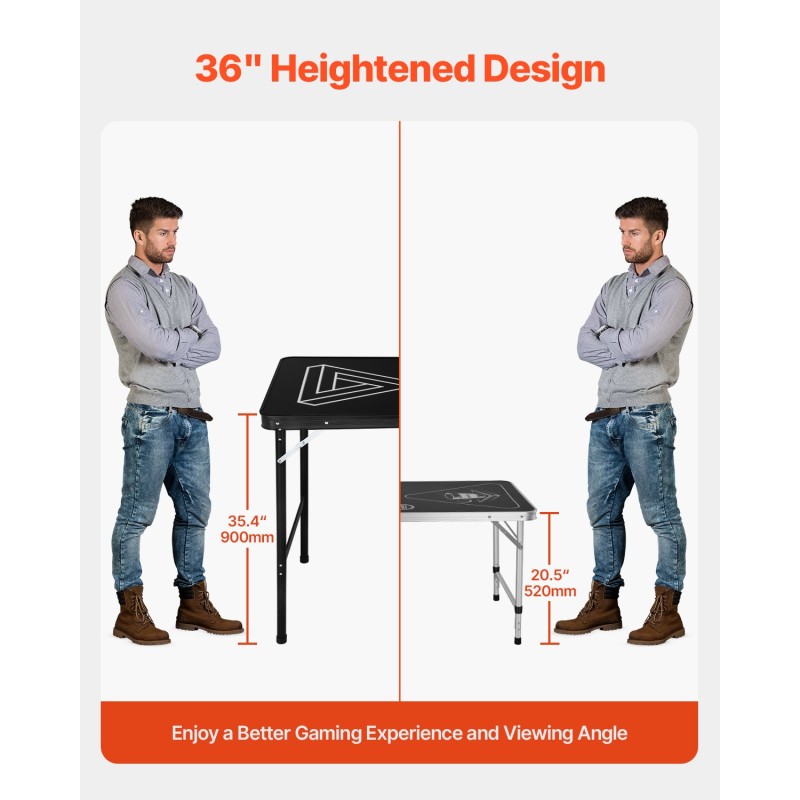 Taitettava 240 cm olutpongin pöytä MDF-melamiinipintainen sisältää 6 pingispalloa kantavuus 30 kg