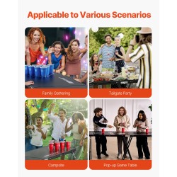 Taitettava 240 cm olutpongin pöytä MDF-melamiinipintainen sisältää 6 pingispalloa kantavuus 30 kg