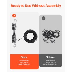 Köysitalja sinkitty teräs 500 kg nostokyky 30 m polyesteriköysi 6 mm