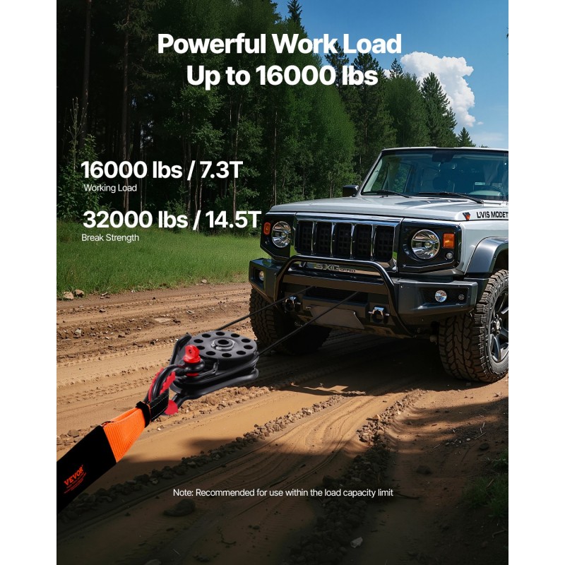 Teräksinen uritettu lohkotalja 7,3 t työkuorma 14,5 t murtolujuus 3/8 tuuman köydelle