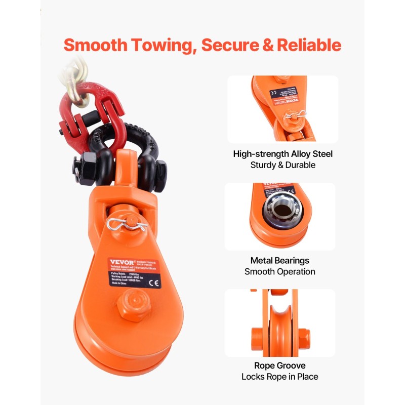 Vinssipyörä seosteräksinen 2 t työkuorma G80-metalliketju 0,6 m 74 mm pyörä