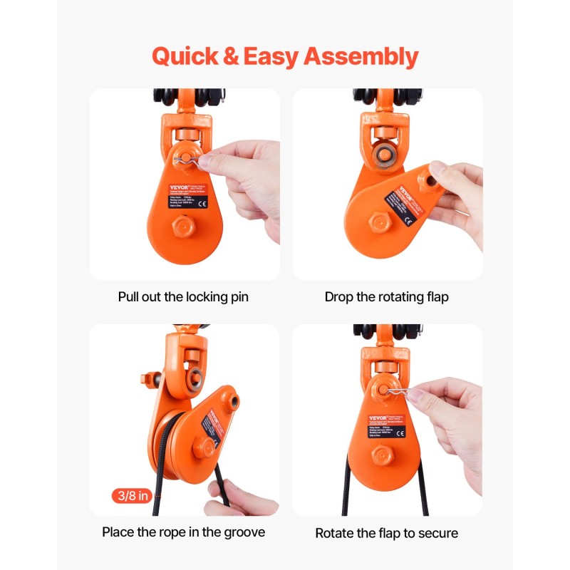 Vinssipyörä seosteräksinen 2 t työkuorma G80-metalliketju 0,6 m 74 mm pyörä