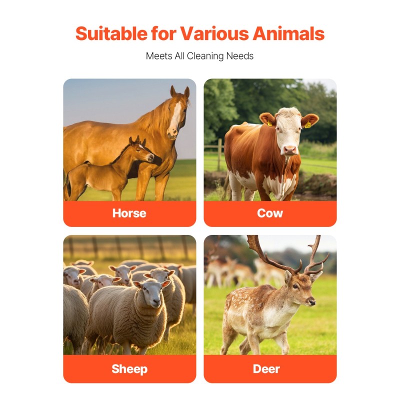 Karjaeläinten raapimisharja muovirunko 51 cm 3 kpl vahvistetut harjakset lehmille ja hevosille