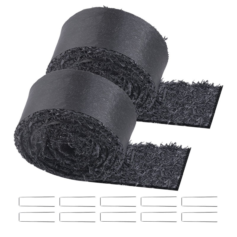 Katematto kierrätetystä kumista musta 2 rullaa 3 m x 0,11 m