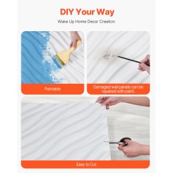 Kolmiulotteiset PVC-seinäpaneelit sisäkäyttöön 12 paneelia mattavalkoinen 500x500 mm