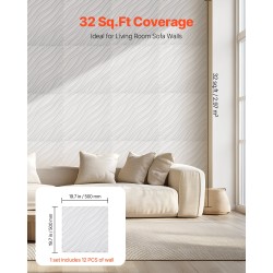 Kolmiulotteiset PVC-seinäpaneelit sisäkäyttöön 12 paneelia mattavalkoinen 500x500 mm