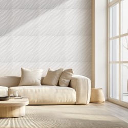 Kolmiulotteiset PVC-seinäpaneelit sisäkäyttöön 12 paneelia mattavalkoinen 500x500 mm