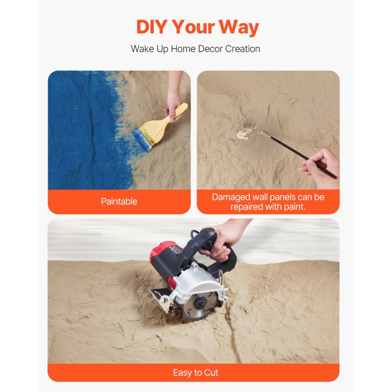 Seinäpaneelit 3D-teksturoitu PU-materiaali 4 kpl 1200x600x30 mm 2,97 m² kivikeltainen