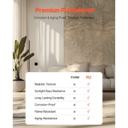 Seinäpaneelit 3D-teksturoitu PU-materiaali 4 kpl 1200x600x30 mm 2,97 m² kivikeltainen