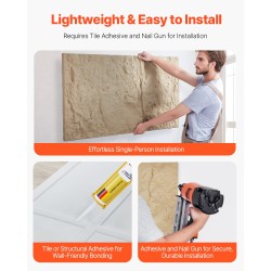 Seinäpaneelit 3D-teksturoitu PU-materiaali 4 kpl 1200x600x30 mm 2,97 m² kivikeltainen