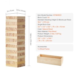 Puinen kaatumistornipeli mäntypuuta 54 palikkaa palikkakoko 75x25x15 mm sisä ja ulkokäyttöön