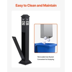 Tupakantumien keräysastia sinkitty teräs vapaasti seisova nelisivuinen 210x210x1080 mm musta