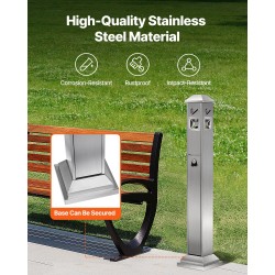 Tupakantumrasia 201-ruostumatonta terästä neliömalli ulkokäyttöön 210x210x1080 mm