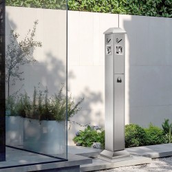 Tupakantumrasia 201-ruostumatonta terästä neliömalli ulkokäyttöön 210x210x1080 mm