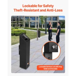 Seinäasennettava tupakantumien keräysastia ruostumaton teräs ja alumiiniseos lukittava musta