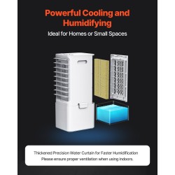 Haihdutusilmanjäähdytin 9L vesisäiliöllä ilmavirta 550 CFM kannettava 3 nopeutta 12 tunnin ajastin