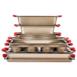 Leivontavuokasetti 10-osainen hiiliteräksinen tarttumaton teflonpinnoite kulta