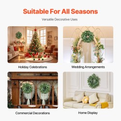 Koristekranssi silkkikankaasta ja pajupohjasta 66 cm vihreä eukalyptuslehdillä