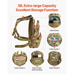 Juomareppu 18L 3L TPU juomapussi 600D kangas maastokuvioitu molle-järjestelmä