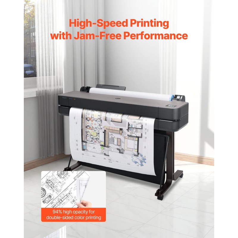 Suurkokotulostuspaperi 24 tuumaa 80 g/m² 8 rullaa puhdasta puumassaa teknisiin piirustuksiin