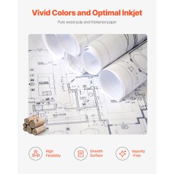 Leveät tulostuspaperirullat 609 mm 80 g/m² 2 rullaa teknisiin piirustuksiin puusellusta