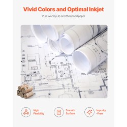 Suurkokoinen tulostinpaperi puhdas puumassa 762 mm 152,4 m 2 rullaa 80 g/m²