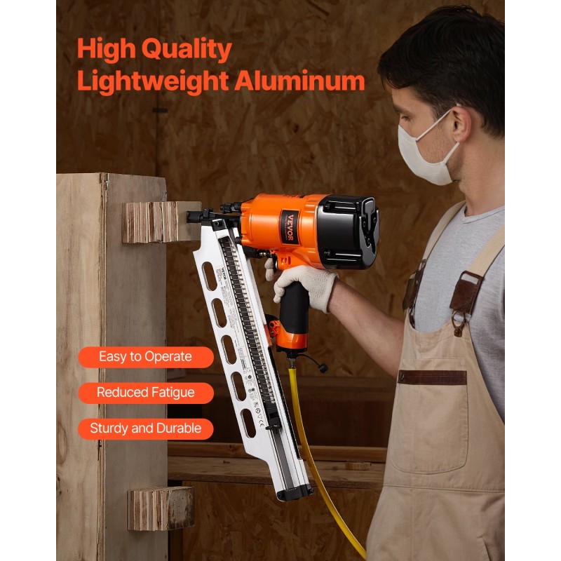 Paineilmakäyttöinen alumiininen kehysnaulain 21 asteen 50–90 mm nauloille 60 kpl