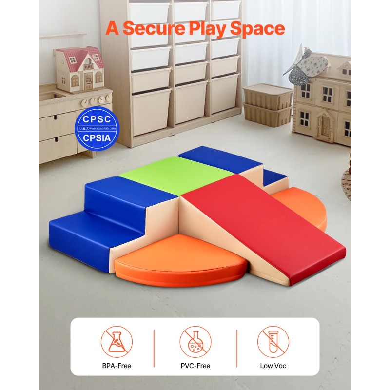 Vaahtomuovinen 6-osainen kiipeily ja konttaussarja PU-nahkaverhoilulla