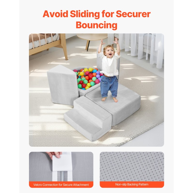 Pehmopalikkasetti viisi-osainen kristallisamettipäällinen korkeatiheyksinen vaahtosisus vauvoille ja taaperoille pallomeri