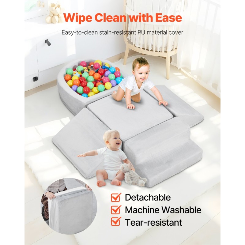 Pehmopalikkasetti viisi-osainen kristallisamettipäällinen korkeatiheyksinen vaahtosisus vauvoille ja taaperoille pallomeri