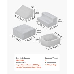 Pehmopalikkasetti viisi-osainen kristallisamettipäällinen korkeatiheyksinen vaahtosisus vauvoille ja taaperoille pallomeri