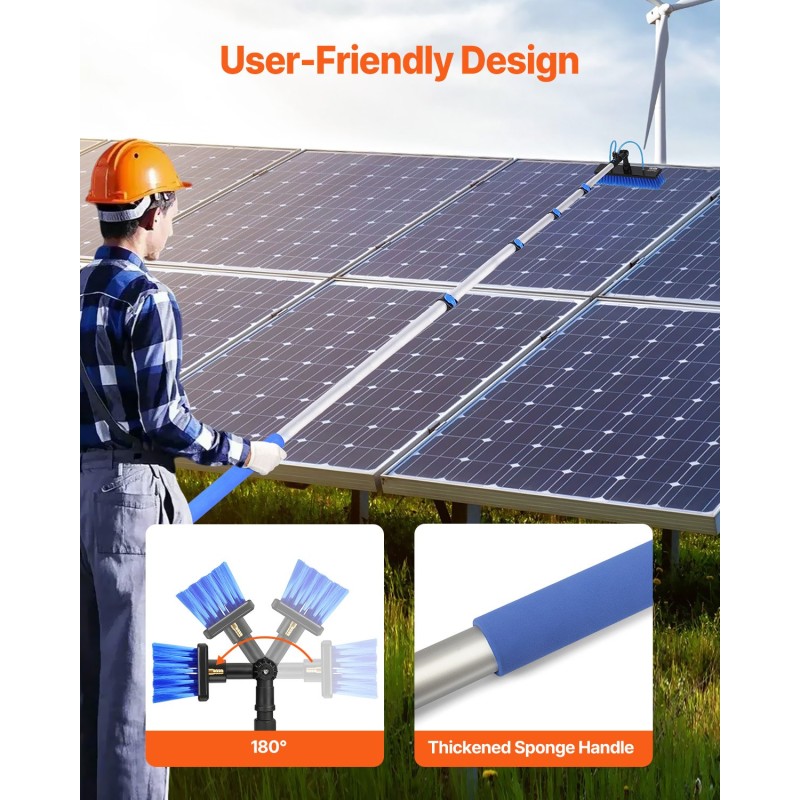 Teleskooppivarsi alumiiniseos 1785–7345 mm 180° kääntyvä harjapää 2 vesisuutinta 20 m letku