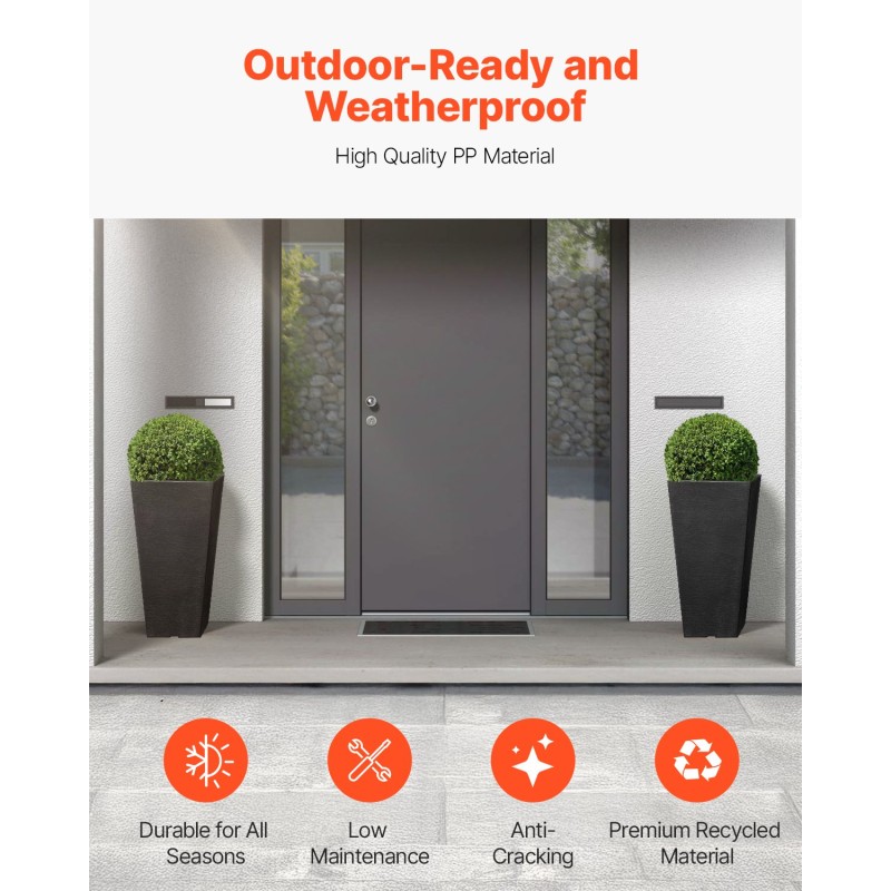 Istutusruukut 2 kpl PP-muovista 57 cm musta kapeneva neliömuoto sisä- ja ulkokäyttöön