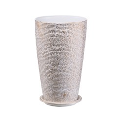 Korkeat ulkoruukut PP muovi 2 kpl 33x33x53 cm kivipintaiset beige kultareunus