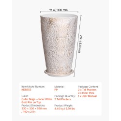Korkeat ulkoruukut PP-muovi 2 kpl 33x33x53 cm kivipintaiset beige kultareunus