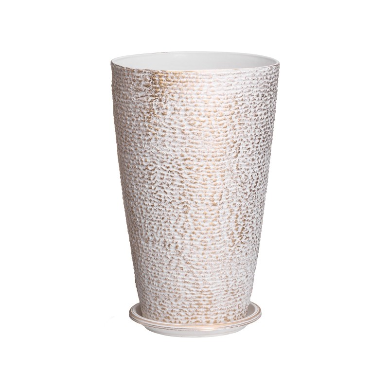 Korkeat ulkoruukut PP-muovi 2 kpl 33x33x53 cm kivipintaiset beige kultareunus