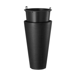 Korkeat ruukut 2 kpl PP muovia 59 cm musta sisä ja ulkokäyttöön vedenpoistolla