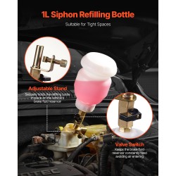 Paineilmakäyttöinen jarrunesteen vaihtosarja 3 l imulaite 1 l täyttöpullo 13 letkuliitintä