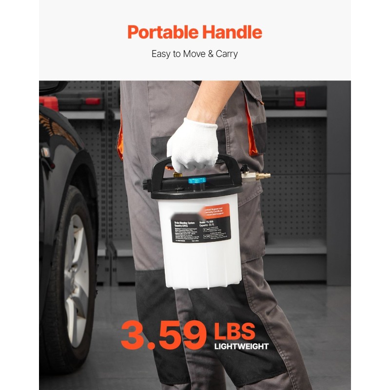 Paineilmakäyttöinen jarrunesteen vaihtosarja 3 l imulaite 1 l täyttöpullo 13 letkuliitintä