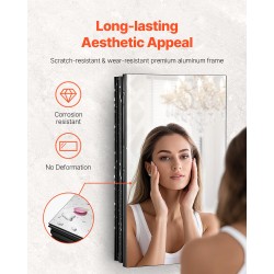 Peilikaappi alumiinirunko 355×135×610 mm 2 säädettävää hyllyä uppoasennus tai seinäasennus