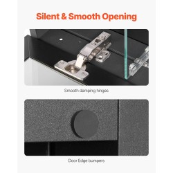 Peilikaappi alumiinirunko 355×135×610 mm 2 säädettävää hyllyä uppoasennus tai seinäasennus