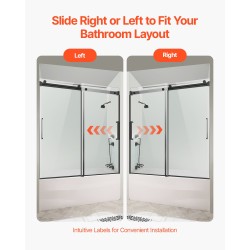 Kehyksetön liukuovi kylpyammeeseen kaksiosainen kahdeksan millimetriä karkaistu turvalasi musta