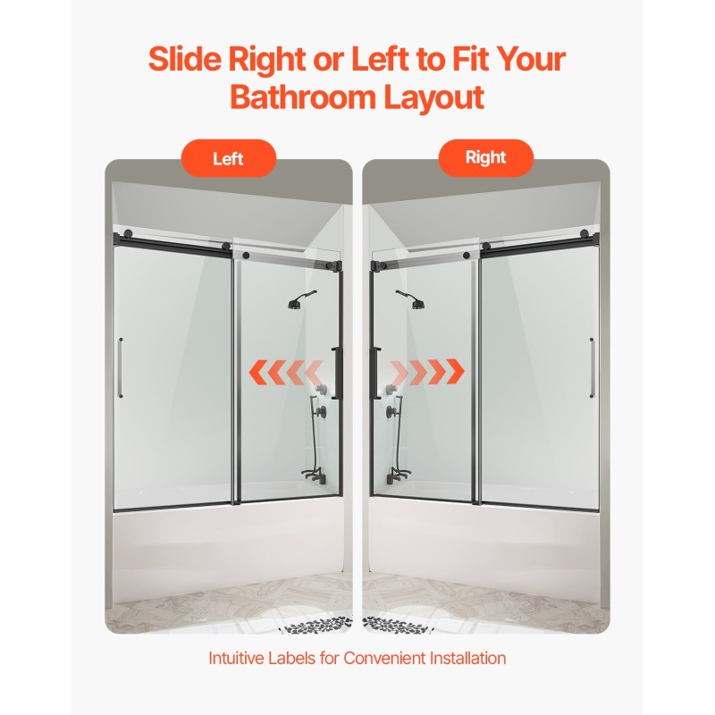 Kehyksetön liukuovi kylpyammeeseen kaksiosainen kahdeksan millimetriä karkaistu turvalasi musta