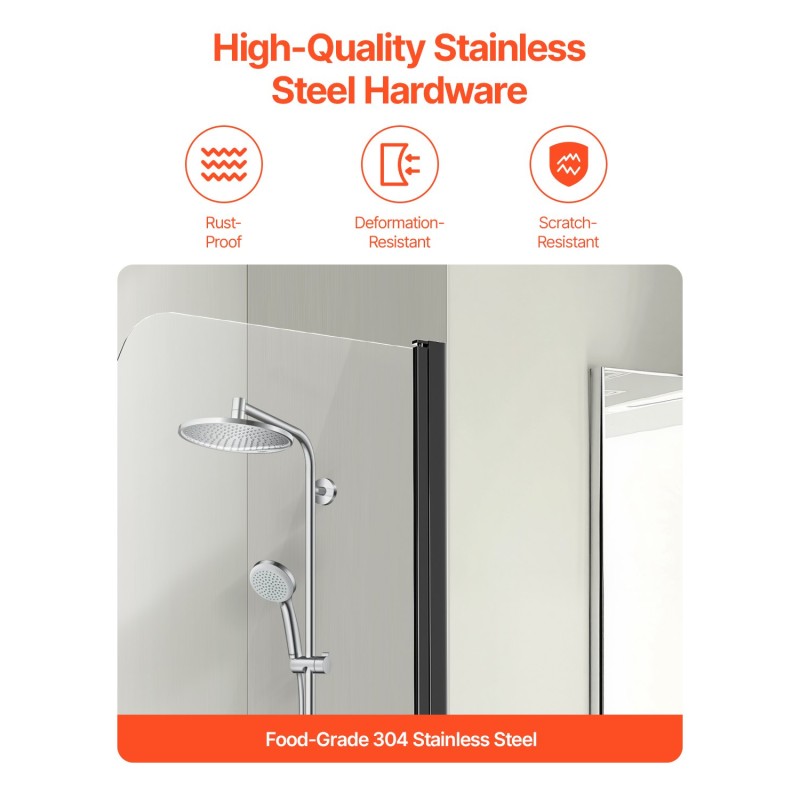 Puolikas kehyksetön suihkuovi ammeeseen musta 864x1397 mm 6 mm karkaistu lasi