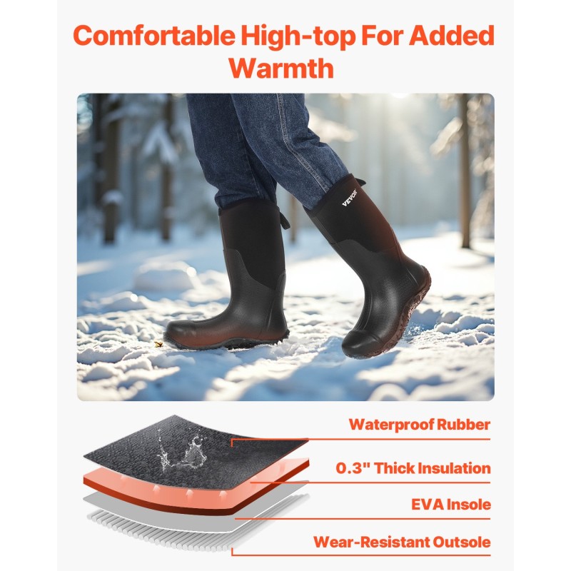 Vedenpitävät eristetyt kumisaappaat teräskärjellä EVA-sisäpohjalla amerikkalainen koko 13