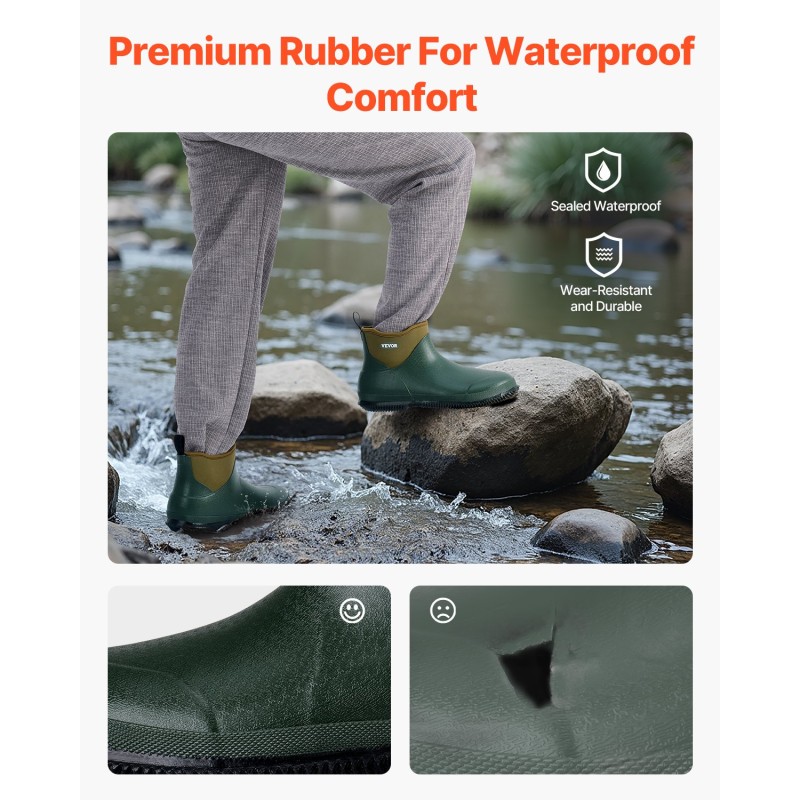 Kumisaappaat naisten vedenpitävät nilkkapituiset EVA-pohjallisilla ulkokäyttöön