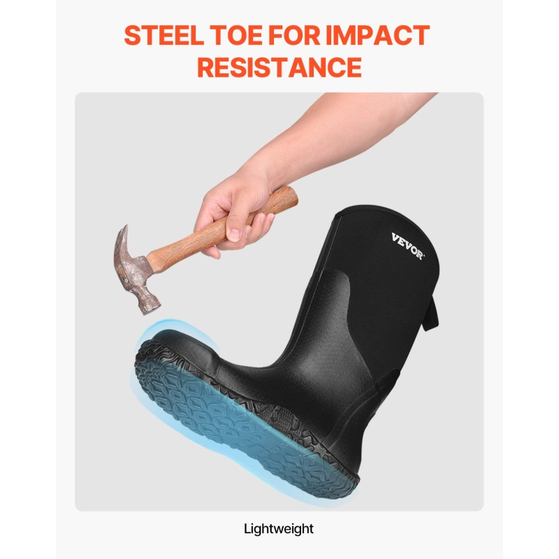 Kumisaappaat miesten turvakärjelliset kumiset liukuestolla EVA-sisäpohjallisilla