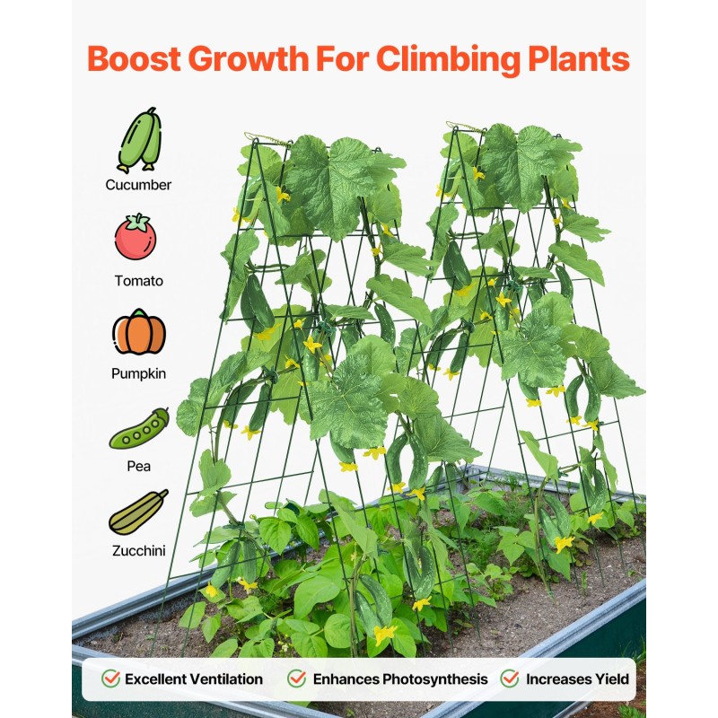 A-muotoinen kurkkutuki rautainen kaksiosainen 100 x 80 cm vihreä käyttövalmis