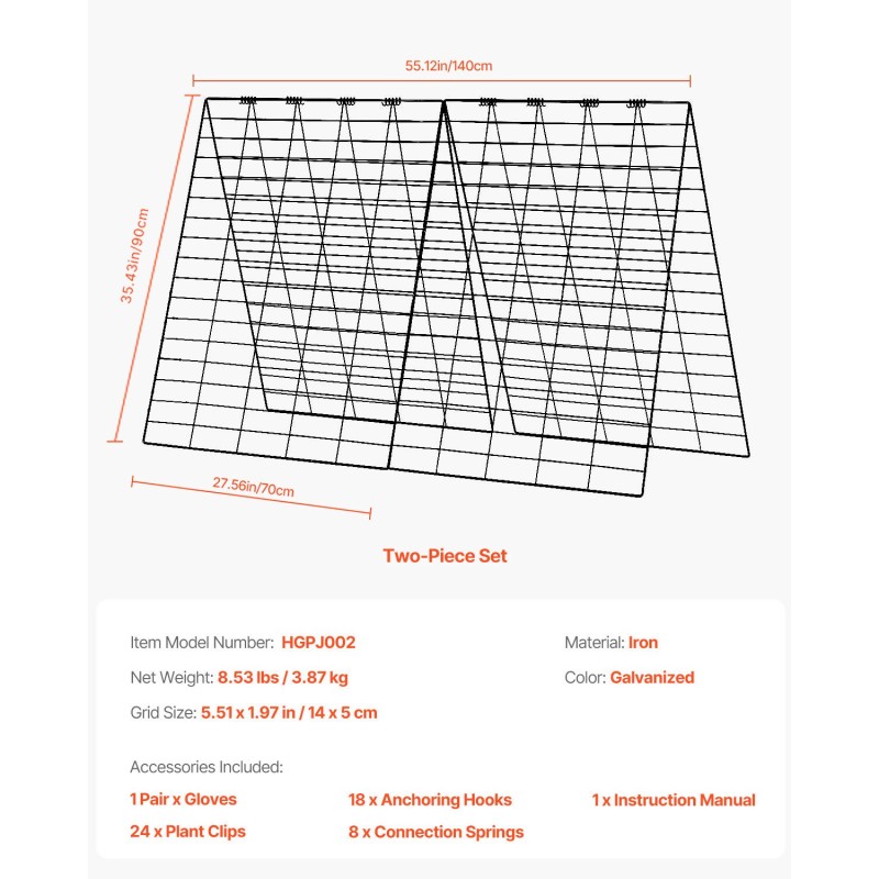 Kurkkutuki A-mallinen galvanoitu rautainen 90 x 70 cm taittuva puutarhateline