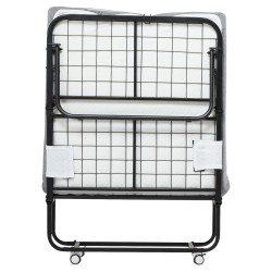 Taitettava rullasänky metallirunkoinen 136 kilogramman kantavuus 10 senttimetrin vaahtopatja pyörillä